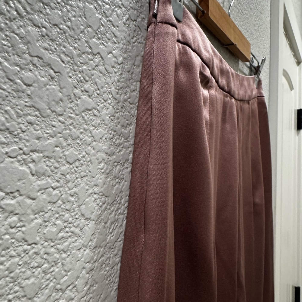 Cushnie High-Waisted Wide Leg Silk Pants Wood Rose - Picture 6 of 6